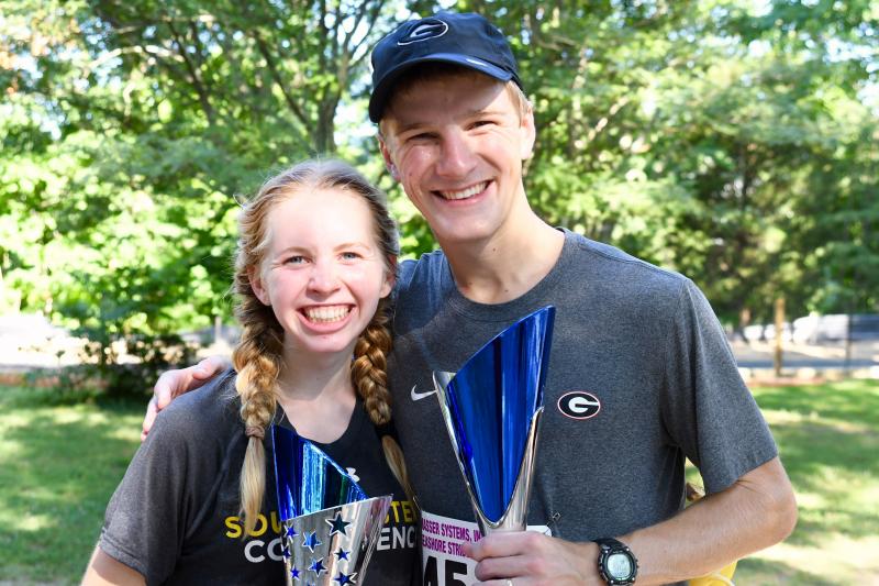 Lauren and Eric Westog were married two weeks ago and each won a race at the Beach Paper 5K June 30. DAVE FREDERICK PHOTOS